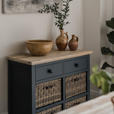 Florence Sideboard with 2 Drawers and Removable Storage Baskets - Navy Blue
