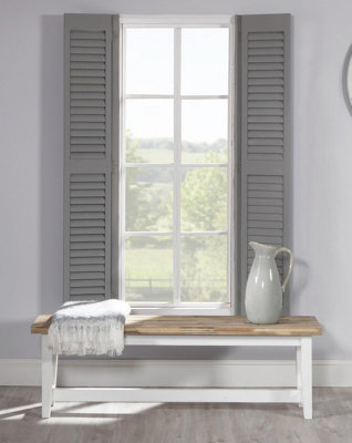 Florence Solid Acacia Hardwood Dining Bench 140cm - White