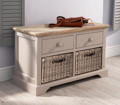 Florence Storage Bench with 2 Drawers and 2 Basket - Truffle