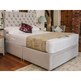 Florence Supreme Comfort Sprung Divan Bed Set 2FT6 Small Single 2 Drawers Side  - Plush Light Silver