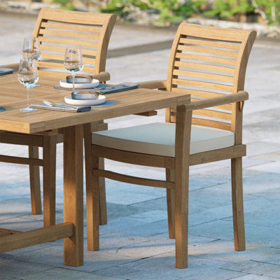 Florence Teak Garden Outdoor Dining Table & 8 Seat Chair Set - With ...