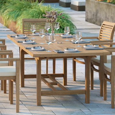 Florence Teak Garden Outdoor Dining Table & 8 Seat Chair Set - With ...