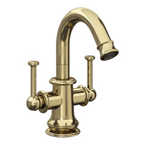 Florence Traditional Brushed Brass Deck-mounted Basin Mono Mixer Tap incl. Waste