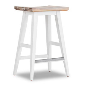 Florence White Bar Stool, H65cm, Acacia Hardwood Rectangular Seat
