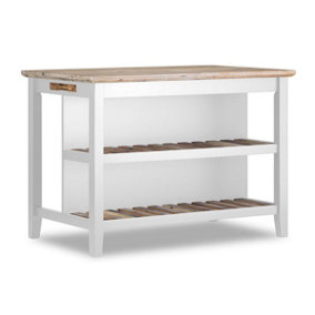 Florence White Breakfast Bar Kitchen Island with Shelves