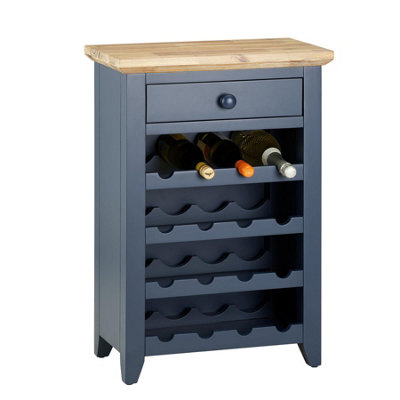 Florence Wine Rack with Drawer - Navy Blue