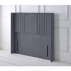 Florence Winged Plush Velvet 4ft Small Double 50" Floor Standing Headboard - Grey