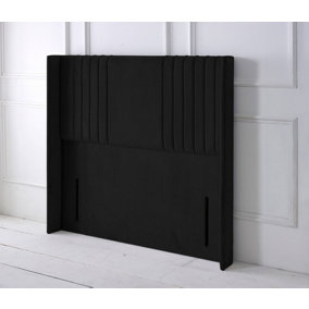 Florence Winged Plush Velvet 5ft Kingsize 50" Floor Standing Headboard - Black