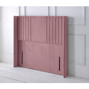 Florence Winged Plush Velvet 5ft Kingsize 50" Floor Standing Headboard - Pink