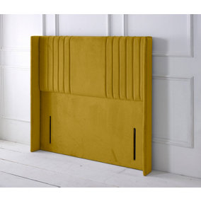 Florence Winged Plush Velvet 5ft Kingsize 50" Floor Standing Headboard - Turmeric
