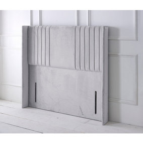Florence Winged Plush Velvet 6ft Super King 50" Floor Standing Headboard - Silver