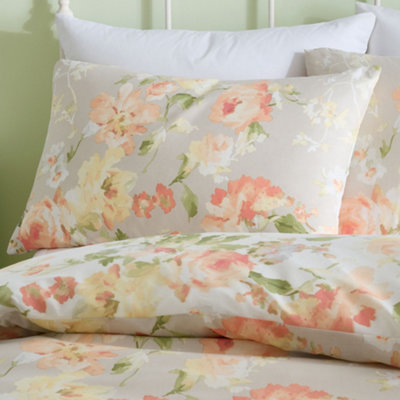 Florette Easy Care Floral Print Natural Duvet Cover Set