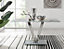 Florini Grey Glass And Chrome Metal 6 Seater Dining Table with Statement V Shaped Legs for Modern Minimalist Dining Room
