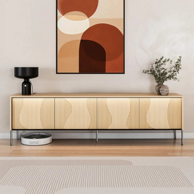 Flow 5 TV Cabinet 193cm - Oak Vincenza & Black Modern Media Unit with ...