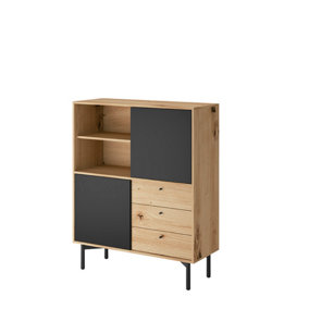 Flow Collection Cabinet 102cm in Oak and Black