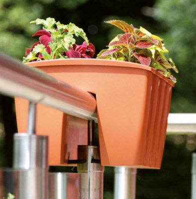 Flower Bridge Hanging Planter Plant Pot Fence Railing Balcony Decking Garden Pot Terracotta Large - 5