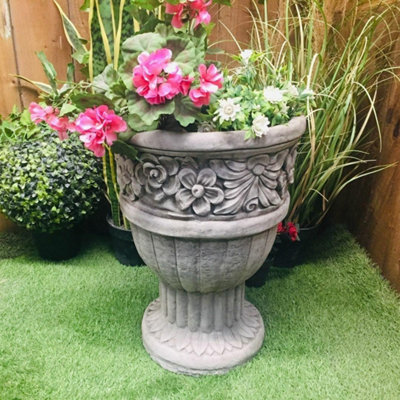 Flower design Stone cast Garden Vase | DIY at B&Q