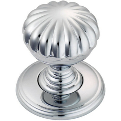 Flower Design Textured Cupboard Door Knob 31mm Diameter Polished Chrome