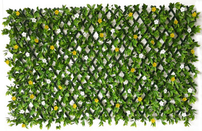 Flower Leaf YOJ783MAL White and Yellow PVC Trellis 100 x 200cm