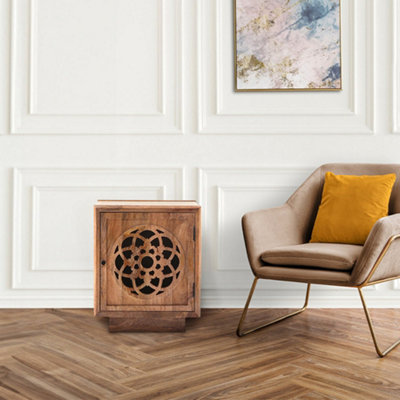 Flower of Life Side Table - Mango Wood - L50 x W40 x H60 cm - Natural