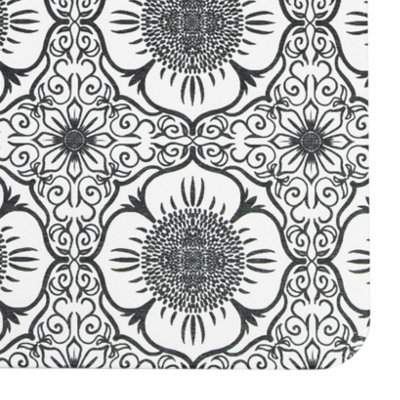 Flower Pattern White Stone Non Slip Bath Mat - 4