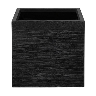 Flower Pot Fibre Clay Black 40 x 40 x 38 cm PAROS