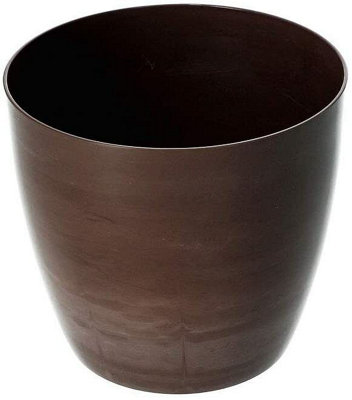 Flower Pots 6 Colours 4 sizes Marble Plastic Plant Pots Planter Deco Round Deco Brown 12cm