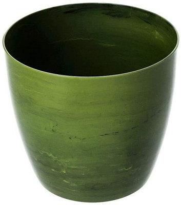 Flower Pots 6 Colours 4 sizes Marble Plastic Plant Pots Planter Deco Round Deco  Green 12cm