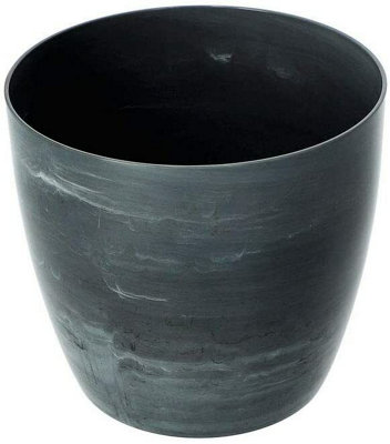 Flower Pots 6 Colours 4 sizes Marble Plastic Plant Pots Planter Deco Round Deco Grey 14cm