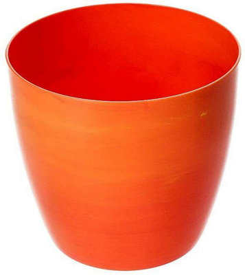 Flower Pots 6 Colours 4 sizes Marble Plastic Plant Pots Planter Deco Round Deco  Orange 14cm