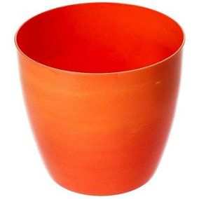 Flower Pots 6 Colours 4 sizes Marble Plastic Plant Pots Planter Deco Round Deco  Orange 14cm