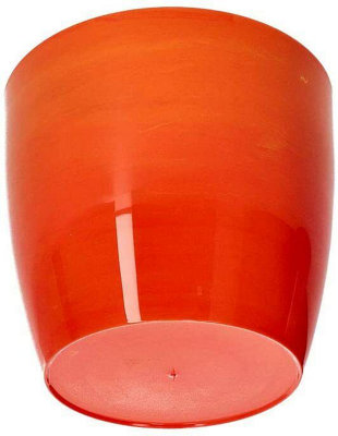 Flower Pots 6 Colours 4 sizes Marble Plastic Plant Pots Planter Deco Round Deco  Orange 16cm