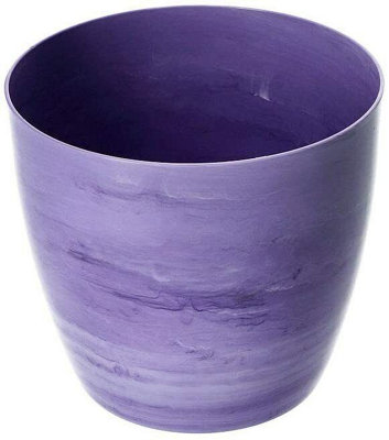 Flower Pots 6 Colours 4 sizes Marble Plastic Plant Pots Planter Deco Round Deco  Purple 12cm