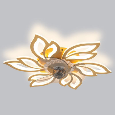 Flower Shaped LED Dimmable Ceiling Fan Light with Remote Control and Bluetooth Control