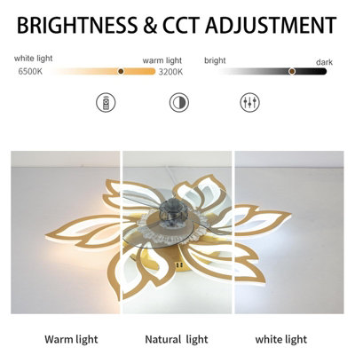 Flower Shaped LED Dimmable Ceiling Fan Light with Remote Control and Bluetooth Control