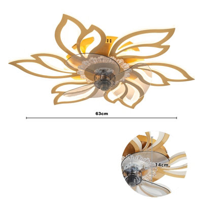 Flower Shaped LED Dimmable Ceiling Fan Light with Remote Control and Bluetooth Control