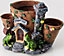 Flower Shop Planter - Weatherproof Fairy House Plant Pot with 3 Terracotta Style Pots & Drainage Holes - H16 x W28 x D17.5cm