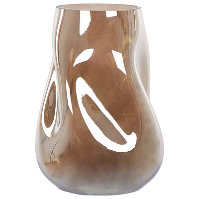 Flower Vase IMEROS Glass 27 cm Golden Brown