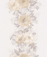 Flower Wallpaper 642702 beige Blown vinyl / non-woven