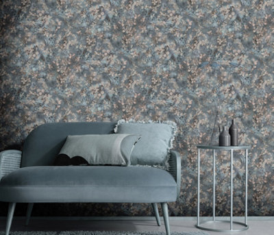 Flower Wallpaper PURITY Embossed blue