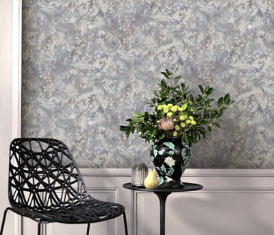 Flower Wallpaper PURITY Embossed light grey