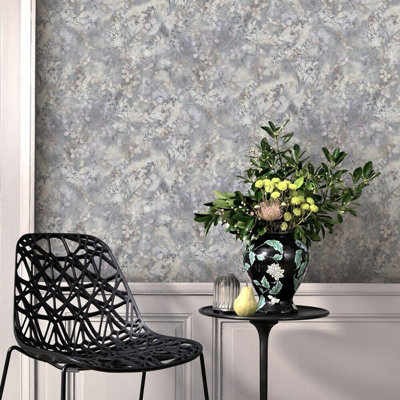 Flower Wallpaper PURITY Embossed light grey