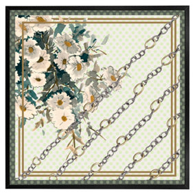 Flowers & chain links (Picutre Frame) / 24x24" / White