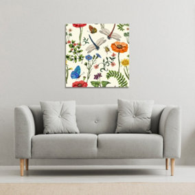 Flowers & Insects (Canvas Print) / 77 x 77 x 4cm