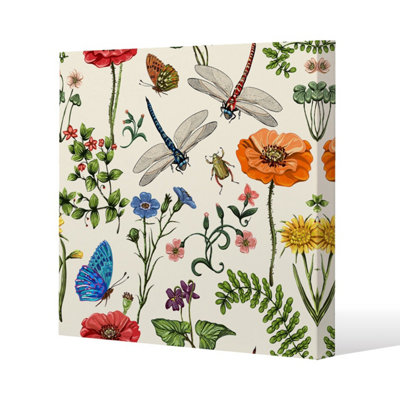 Flowers & Insects (Canvas Print) / 90 x 90 x 4cm