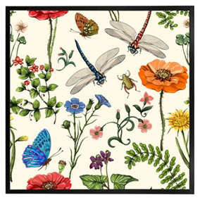 Flowers & insects (Picutre Frame) / 12x12" / Black