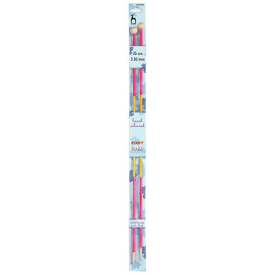 FLR K/P 35CMX3.50MM - Knitting Pins: Single-Ended: Hand Coloured: Flair: 35cm x 3.50mm - Pony