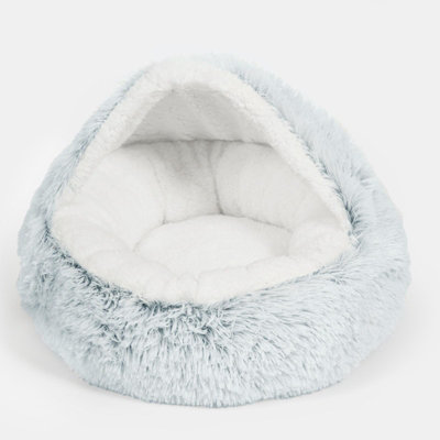 Fluffy Dome Dog Bed Small Cat Fleece Washable Calming Plush Warm Igloo Cave Nest