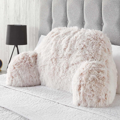 Fluffy Fleece Reading Cushion Pillow with Arms Lumbar Chair Support
