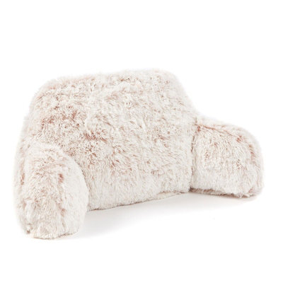 Fluffy Fleece Reading Cushion Pillow with Arms Lumbar Chair Support - 4